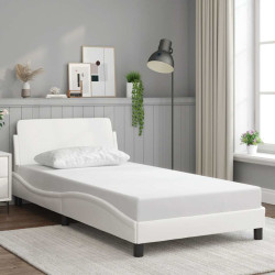 Estrutura de cama dover 100x200 cm couro artificial branco