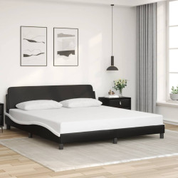 Estrutura de cama dover couro artificial preto e branco