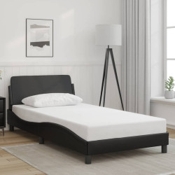 Estrutura de cama dover 100x190cm couro artificial preto