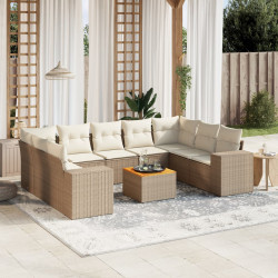 10 Pcs conjunto de sofás p/ jardim com almofadões vime PE bege