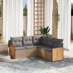 5 Pcs conjunto de sofás p/ jardim com almofadões vime PE bege