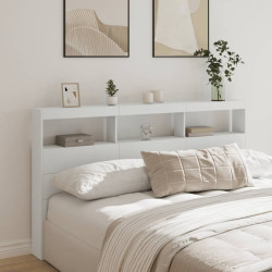 Armário de cabeceira com luzes LED 180x17x102 cm branco