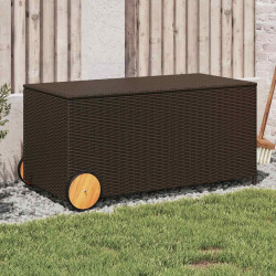 Caixa de arrumação para jardim com rodas 190l vime PE castanho
