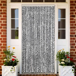 Cortina anti-insetos 90x200 cm chenille cinzento/preto/branco