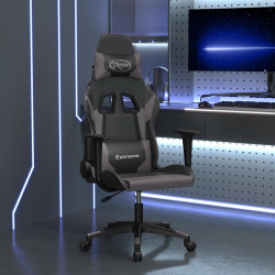 Cadeira gaming massagens couro artificial preto e cinzento