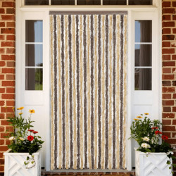 Cortina anti-insetos 90x200 cm chenille castanho-escuro e bege