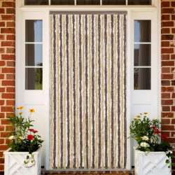 Cortina anti-insetos 100x200 cm chenille castanho-escuro e bege