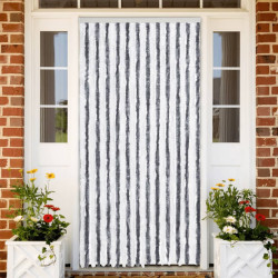 Cortina anti-insetos 100x200 cm chenille cinzento e branco