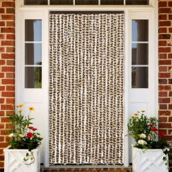 Cortina anti-insetos 90x200 cm chenille bege e castanho
