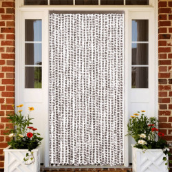 Cortina anti-insetos 100x200cm chenille cinza-acastanh./branco