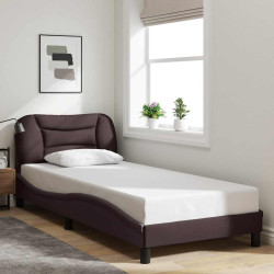 Estrutura de cama sem colchão hvar 80x200 cm tecido castanho-escuro