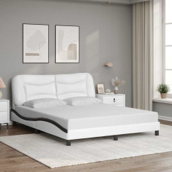 Estrutura de cama sem colchão hvar 160x200 couro artif. branco/preto