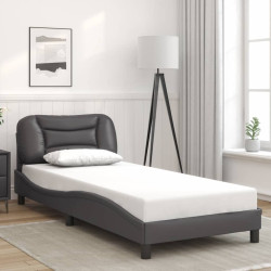 Estrutura de cama sem colchão hvar couro artificial 90x190 cm cinzento