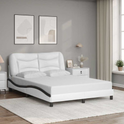 Estrutura de cama sem colchão hvar 140x200 couro artif. branco/preto