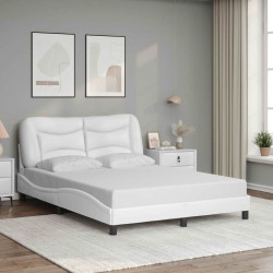 Estrutura de cama sem colchão hvar 140x200 cm couro artificial branco