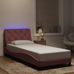 Estrutura de cama com LED sem colchão 80x200 cm veludo rosa