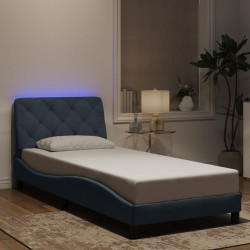 Estrutura de cama com LED sem colchão 90x190 cm veludo cinzento-escuro
