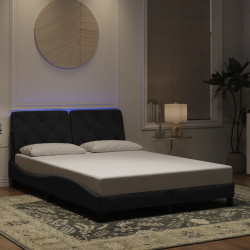 Estrutura de cama com LED sem colchão 120x200 cm veludo preto