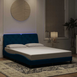 Estrutura de cama com LED sem colchão 140x190 cm veludo azul
