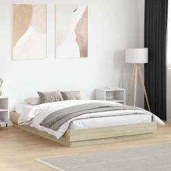 Estrutura de cama 140x190 cm derivados madeira carvalho sonoma