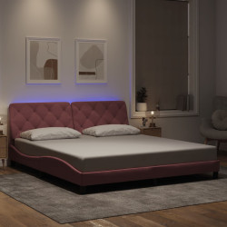 Estrutura de cama com LED sem colchão 180x200 cm veludo rosa