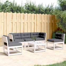 5 Pcs conj. sofás de jardim c/ almofadões pinho maciço branco