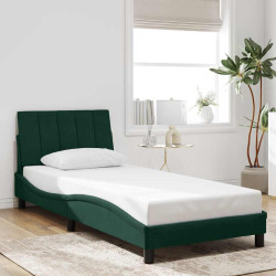 Estrutura de cama sem colchão hanko 80x200 cm veludo verde-escuro