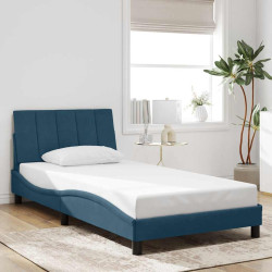 Estrutura de cama sem colchão hanko 100x200 cm veludo azul