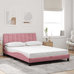 Estrutura de cama sem colchão hanko 120x200 cm veludo rosa
