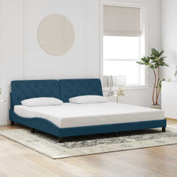 Estrutura de cama sem colchão 200x200 cm veludo azul