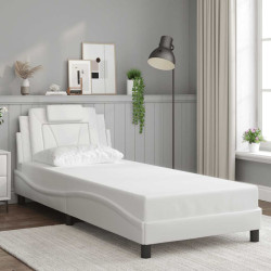 Estrutura de cama viana sem colchão couro artificial 90x190cm branco