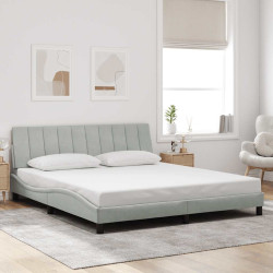 Estrutura de cama sem colchão hanko 180x200 cm veludo cinzento-claro