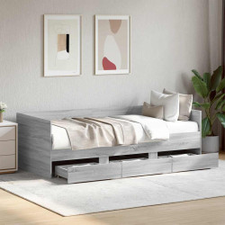 Sofá-cama com gavetas sem colchão 90x200 cm cinzento sonoma