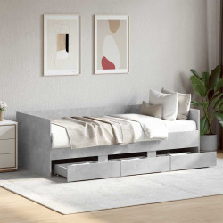 Sofá-cama com gavetas sem colchão 75x190 cm cinzento cimento