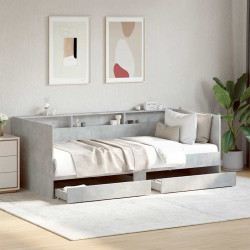 Sofá-cama com gavetas sem colchão 90x190 cm cinzento cimento