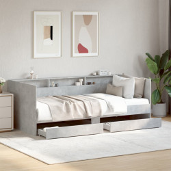 Sofá-cama com gavetas sem colchão 75x190 cm cinzento cimento