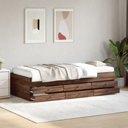 Sofá-cama com gavetas sem colchão 75x190 cm carvalho castanho