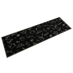 Tapete de cozinha lavável 45x150 cm veludo padrão morning preto