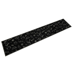 Tapete de cozinha lavável 60x300 cm veludo padrão morning preto