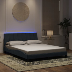 Estrutura de cama com LED sem colchão hanko 160x200cm veludo cinzento-escuro