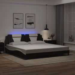 Estrutura de cama viana com LED sem colchão 200x200 cm preto/branco