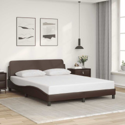 Estrutura de cama dover 160x200cm couro artificial castanho