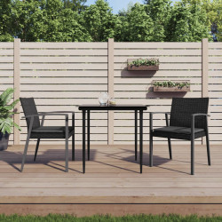 3 Pcs conjunto de jantar p/ jardim c/ almofadões vime PE e aço