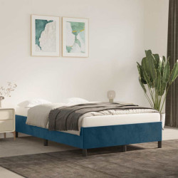 Estrutura de cama sem colchão azul escuro 120x190 cm veludo