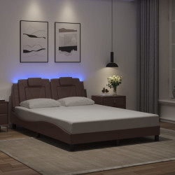 Estrutura de cama viana com LED sem colchão 140x190cm castanho