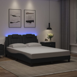 Estrutura de cama viana com LED sem colchão 140x200cm preto