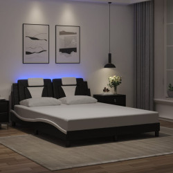 Estrutura de cama viana com LED sem colchão 160x200cm preto/branco