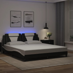 Estrutura de cama viana com LED sem colchão 180x200cm preto/branco