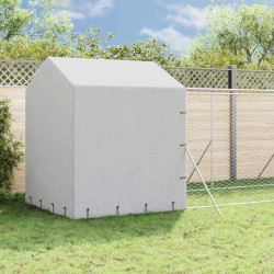 Canil de exterior com teto 2x10x2,5 m aço galvanizado prateado