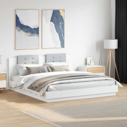 Estrutura cama c/ cabeceira 200x200 cm derivados madeira branco